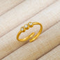 18K Gold Plated Stainless Steel Triple Zircon Adjustable Ring Geometric Open Band