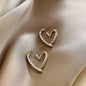 Geometric Metal Hollow Heart Hoop Earrings With 925 Sterling Silver Earring Post