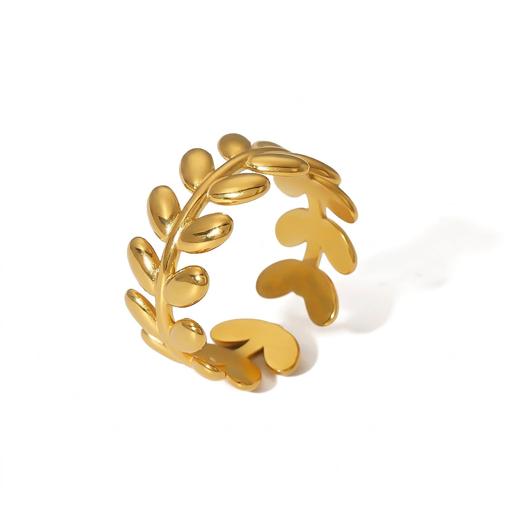 Wheat Ear Leaf Wraparound Adjustable Open Ring