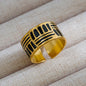 18K Gold Plated Stainless Steel Geometric Totem Adjustable Ring Geometric Open Band