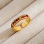 18K Gold Plated Stainless Steel Red Wave Adjustable Ring Geometric Open Band