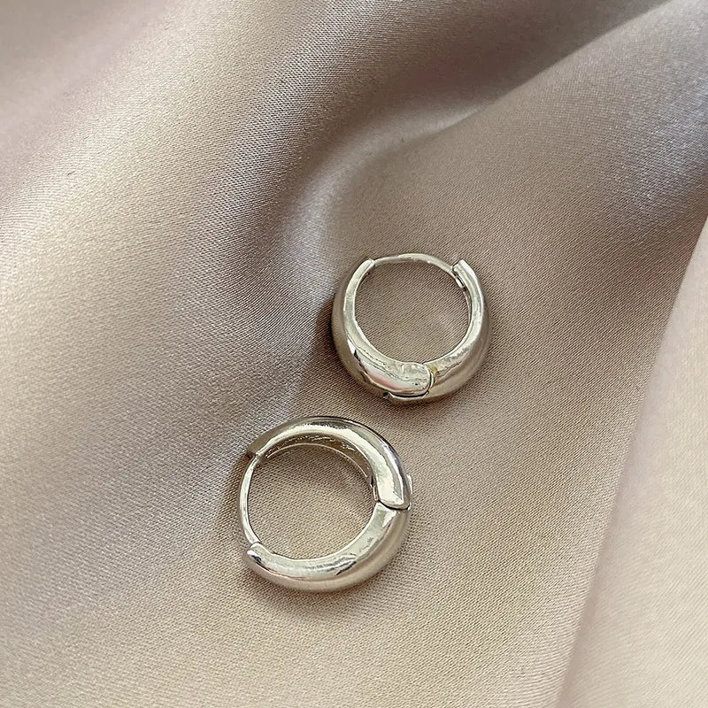 Geometric Metal Polished Hoop Earrings With 925 Sterling Silver Earring Post