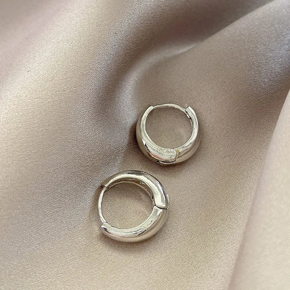 Geometric Metal Polished Hoop Earrings With 925 Sterling Silver Earring Post