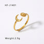 Sun and Moon Face Adjustable Open Ring