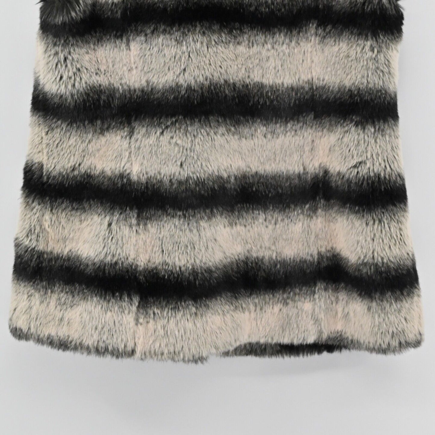RACHEL ZOE Womens Size M Faux Chinchilla Fur Vest Black Stripe Retro Mob Wife