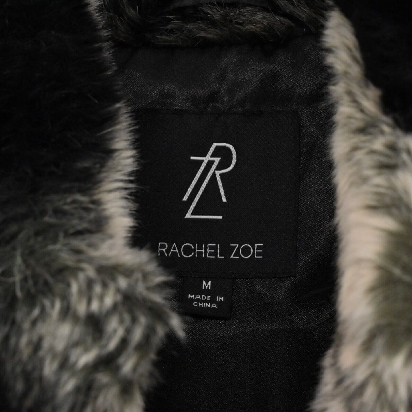 RACHEL ZOE Womens Size M Faux Chinchilla Fur Vest Black Stripe Retro Mob Wife