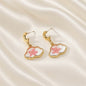 Resin Cloud Dried Flower Drop Earrings Golden Moon Stainless Steel Post - Pink Flower Cloud
