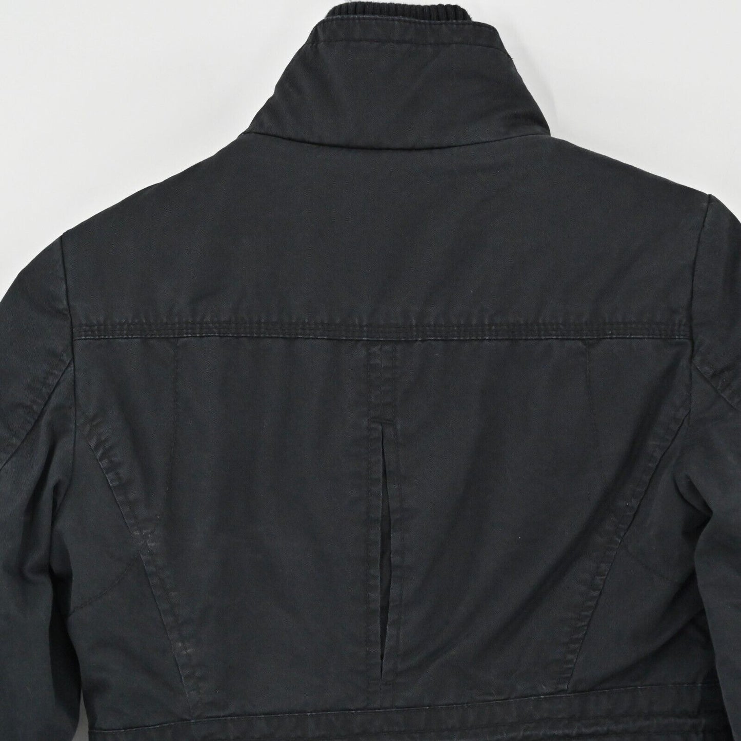 Vintage ESPRIT Jacket Womens Sz 0 Black Adjustable Waist Full Zip Cotton 90s Y2k