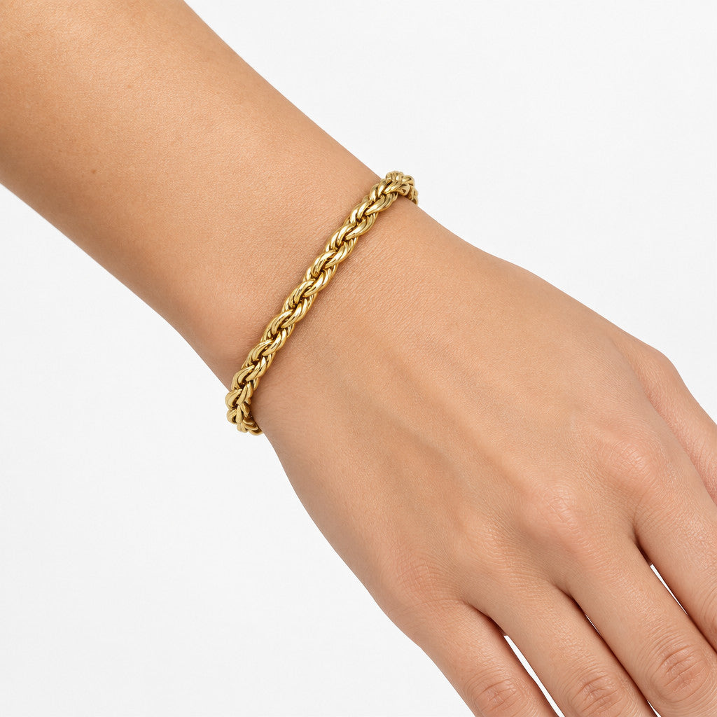 4mm Rope Chain Bracelet Gold 18cm