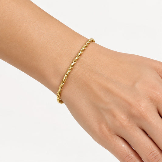2mm Rope Chain Bracelet Gold 16.5cm