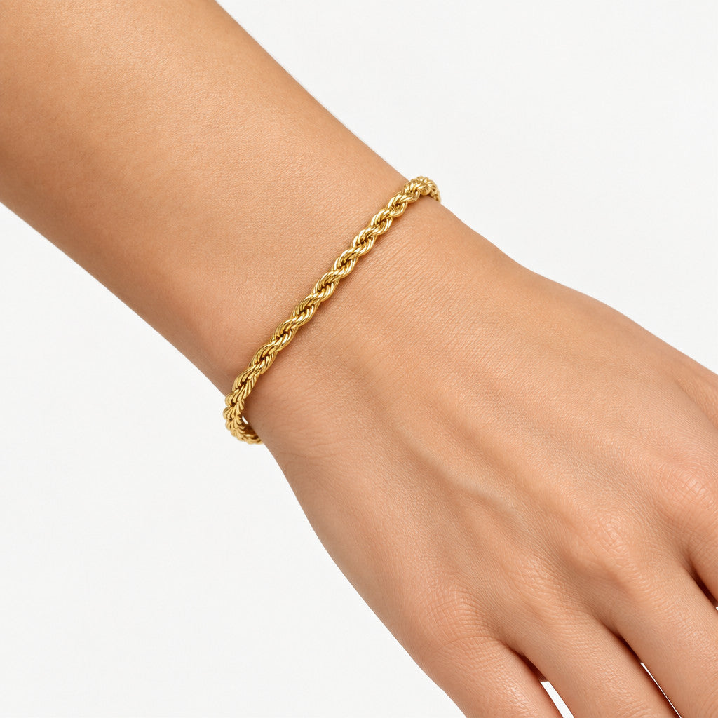 2mm Rope Chain Bracelet Gold 19cm