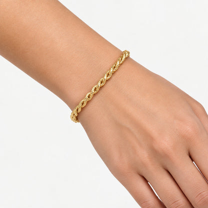 3mm Rope Chain Bracelet Gold 16.5cm