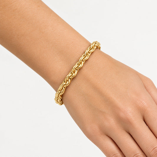 5mm Rope Chain Bracelet Gold 16.5cm