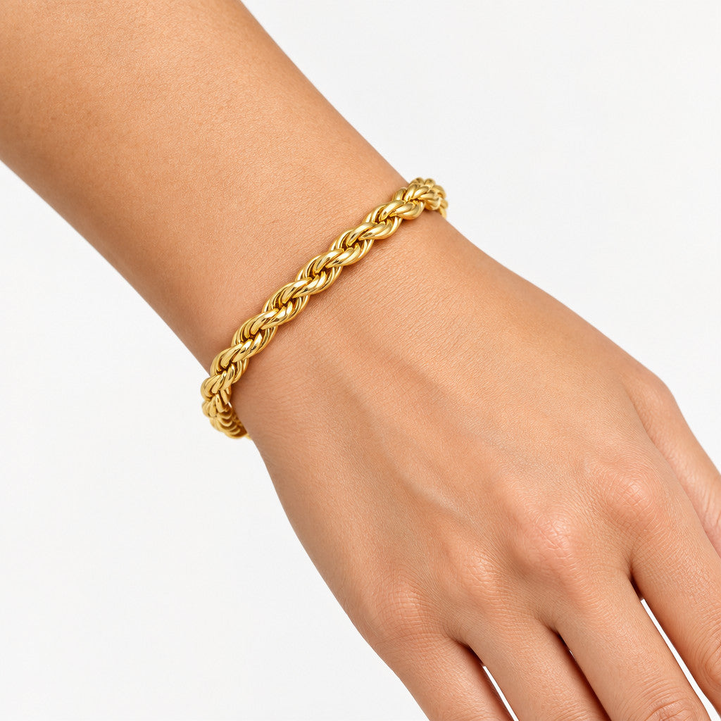 5mm Rope Chain Bracelet Gold 18cm