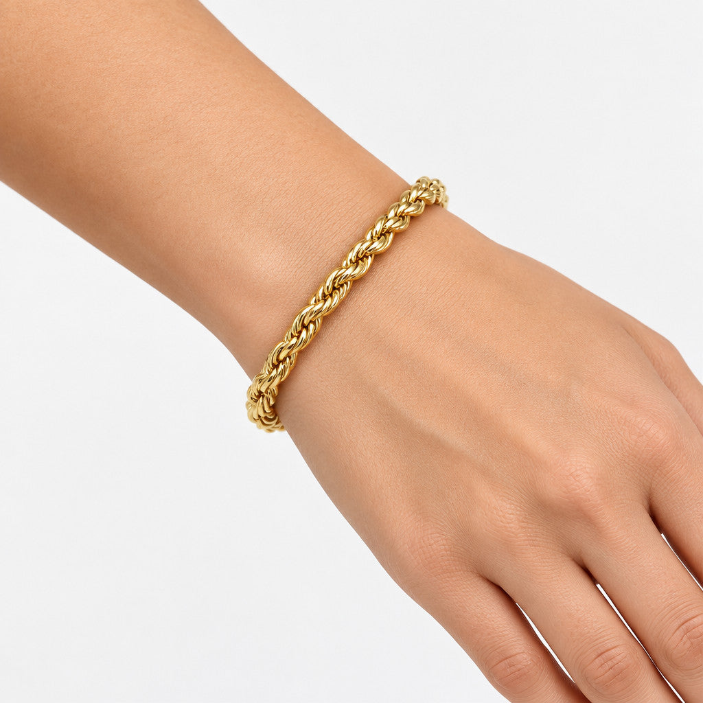 5mm Rope Chain Bracelet Gold 19cm