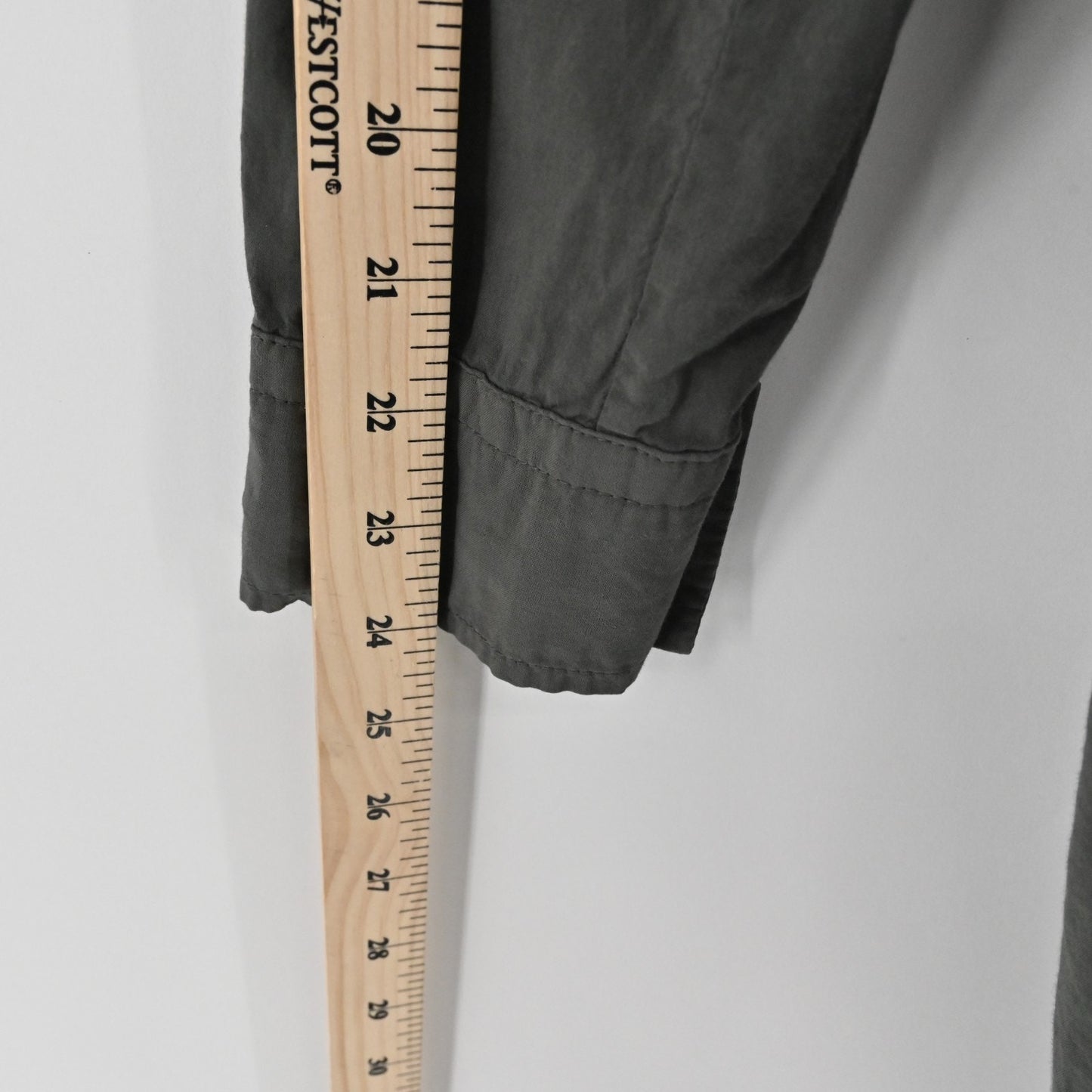 James Perse Gray Shirt Dress Size L Long Sleeve Mandarin Collar Button Lagenlook