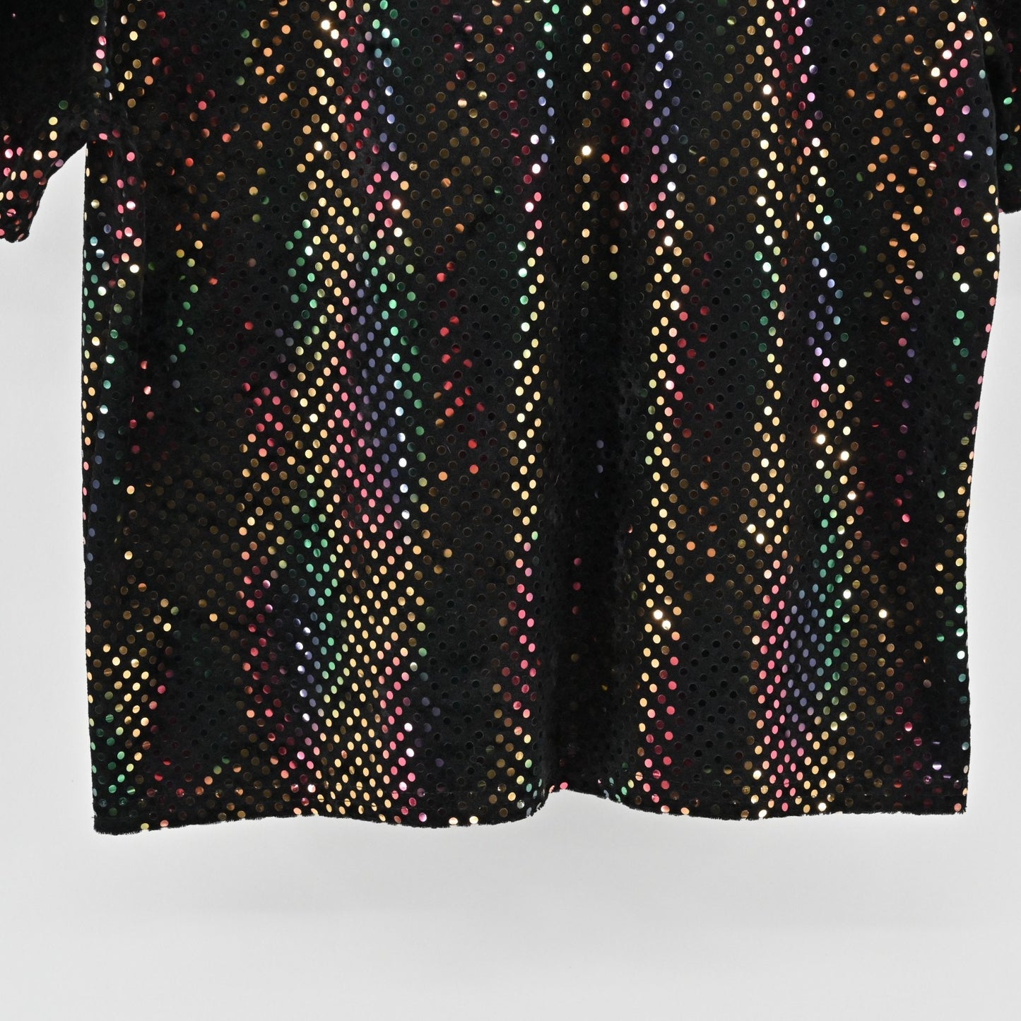 Vtg Kathie Lee Womens Rainbow Sequin Velvet Top Size M Black Retro Dopamine 80s