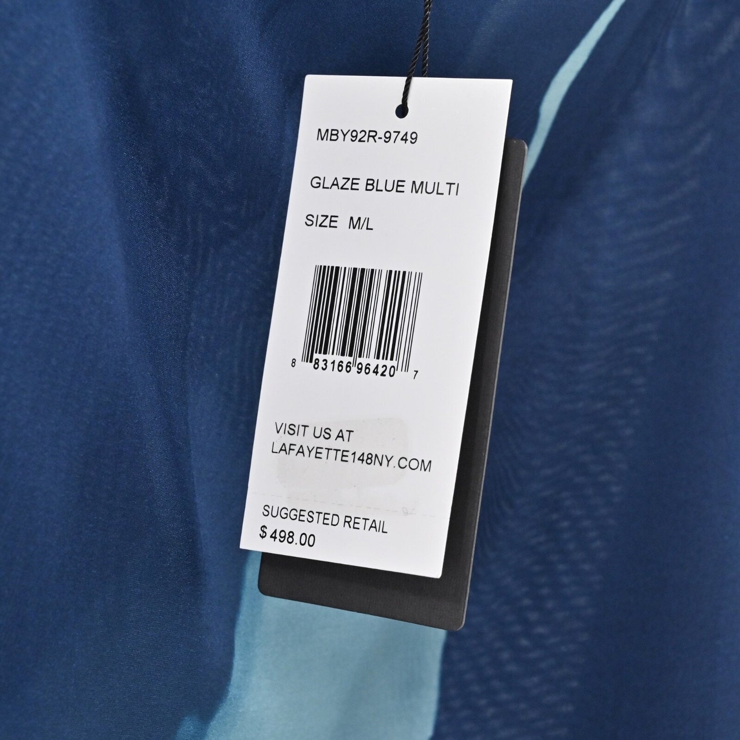 LAFAYETTE 148 Womens Silk Tie Dye Top Sz M Blue Cold Shoulder Dolman Sleeve NEW
