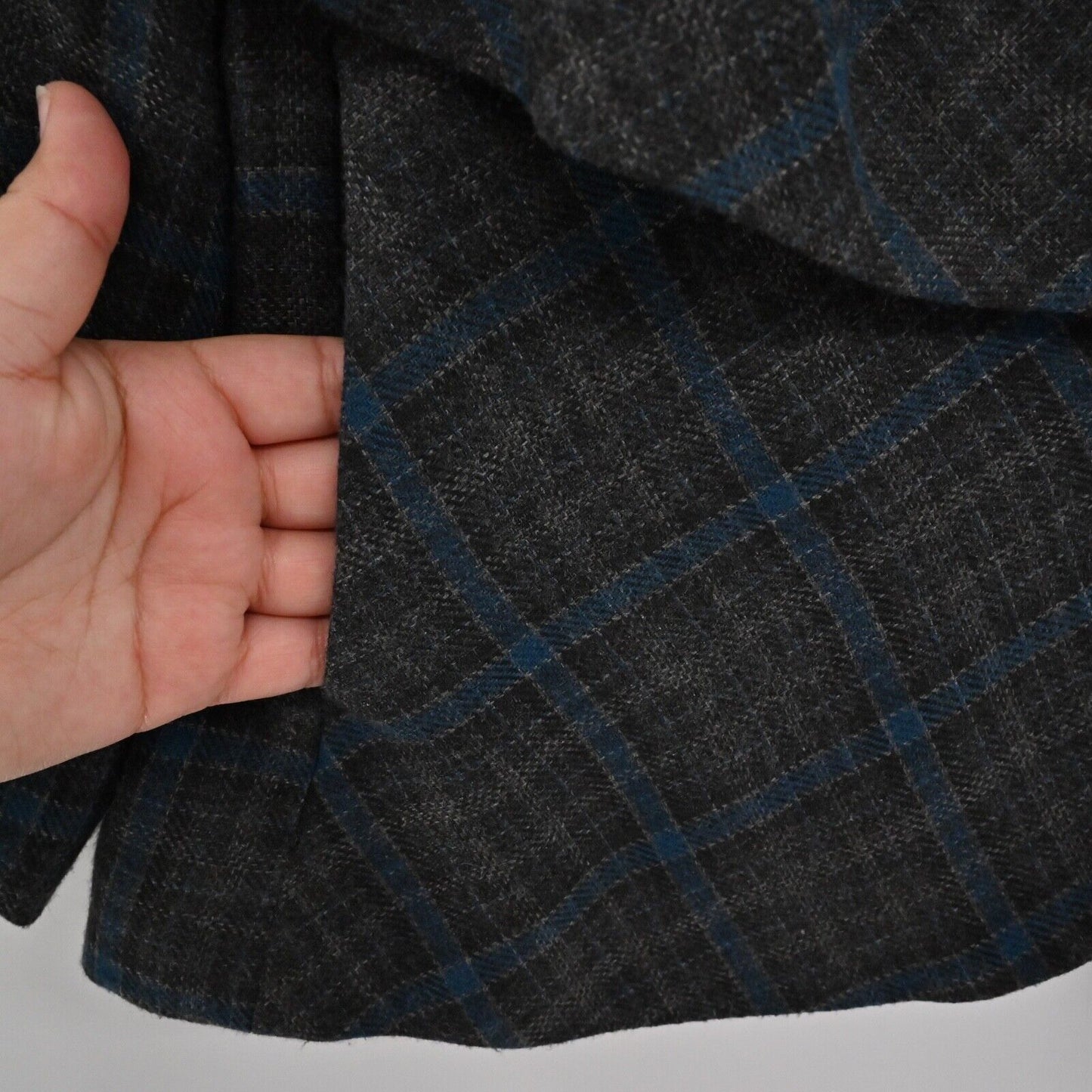 CABI Jacket Womens Size 12 Gray Blue Court Plaid Tweed Capelet Style Crop Retro