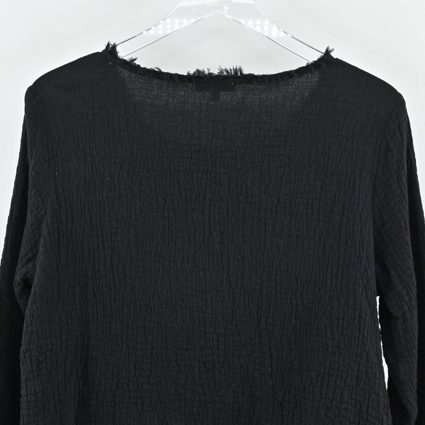 HABITAT Top Womens Sz S Black Center Seam Cotton Raw Hem Gauze Fabric Lagenlook