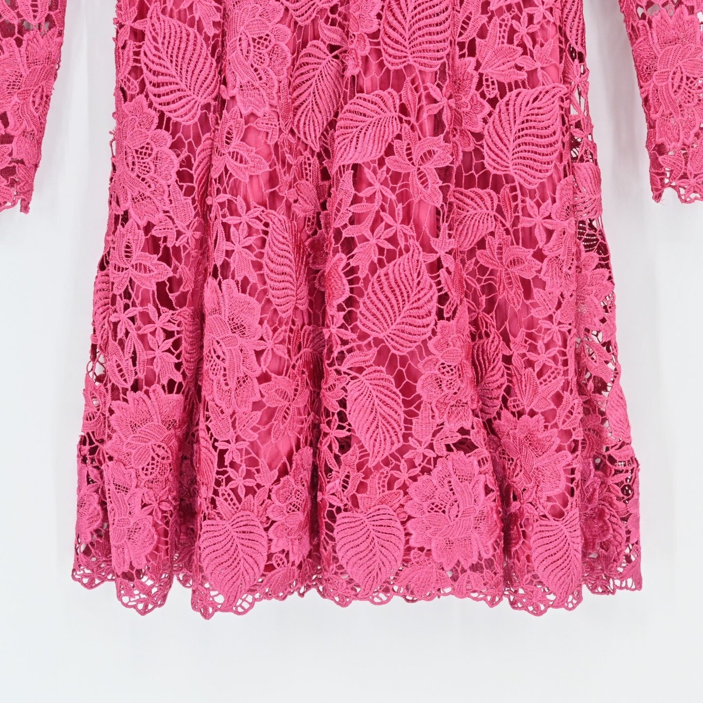 MIKAEL AGHAL Womens Pink Lace Dress Sz 4 Cut Out Coquette Crochet Cocktail Retro