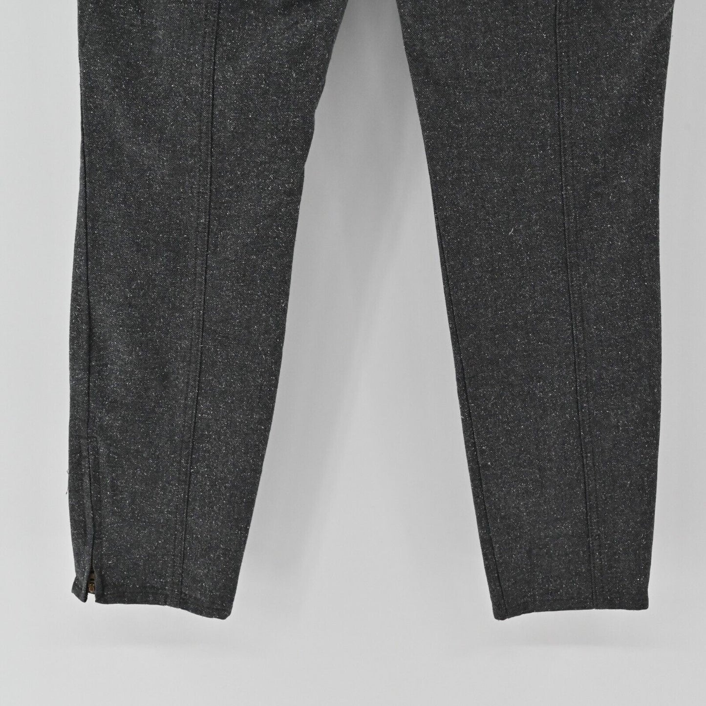 J CREW Pants Womens Size 4 Stretch Skinny Herringbone Grey Ankle Zip Academia