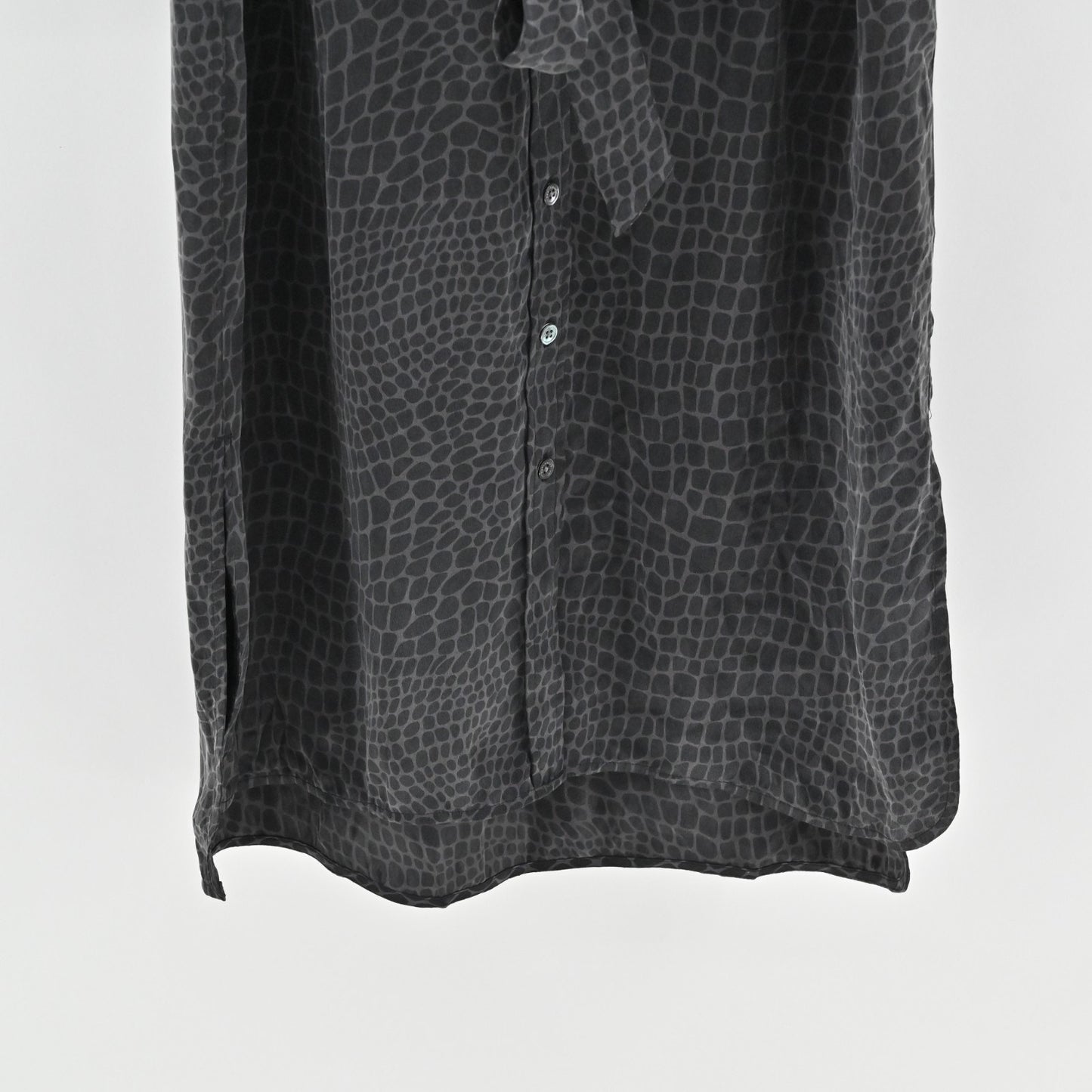 EQUIPMENT Silk Midi Dress Sz S Black Animal Print Button Front Belted Collared