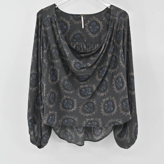 FREE PEOPLE Womens Cowling Around Top Size S Midnight Romantic Bohemian Hippie