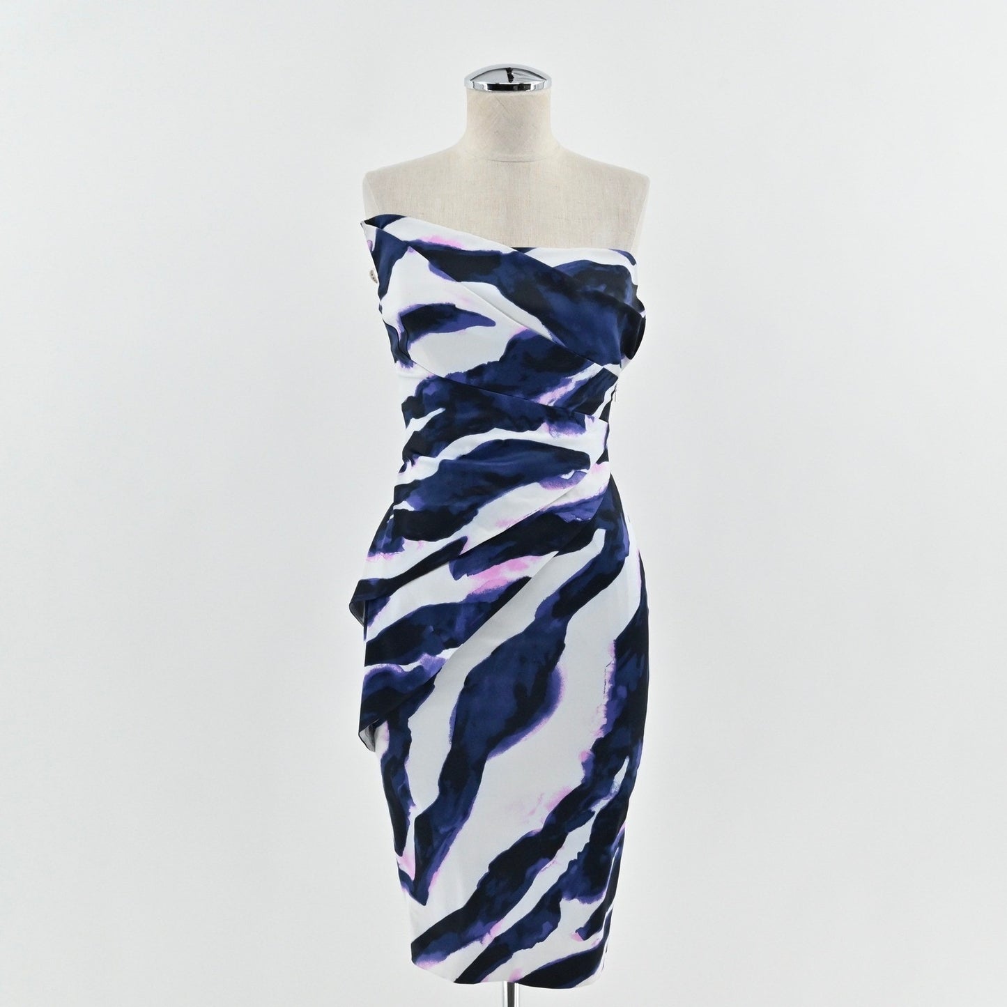 Karen Millen Zebra Print Strapless Dress Size UK 10 US 6 Bodycon Cocktail Party