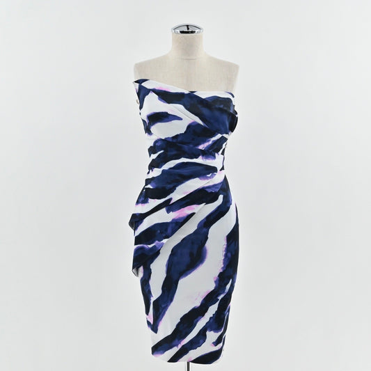 Karen Millen Zebra Print Strapless Dress Size UK 10 US 6 Bodycon Cocktail Party