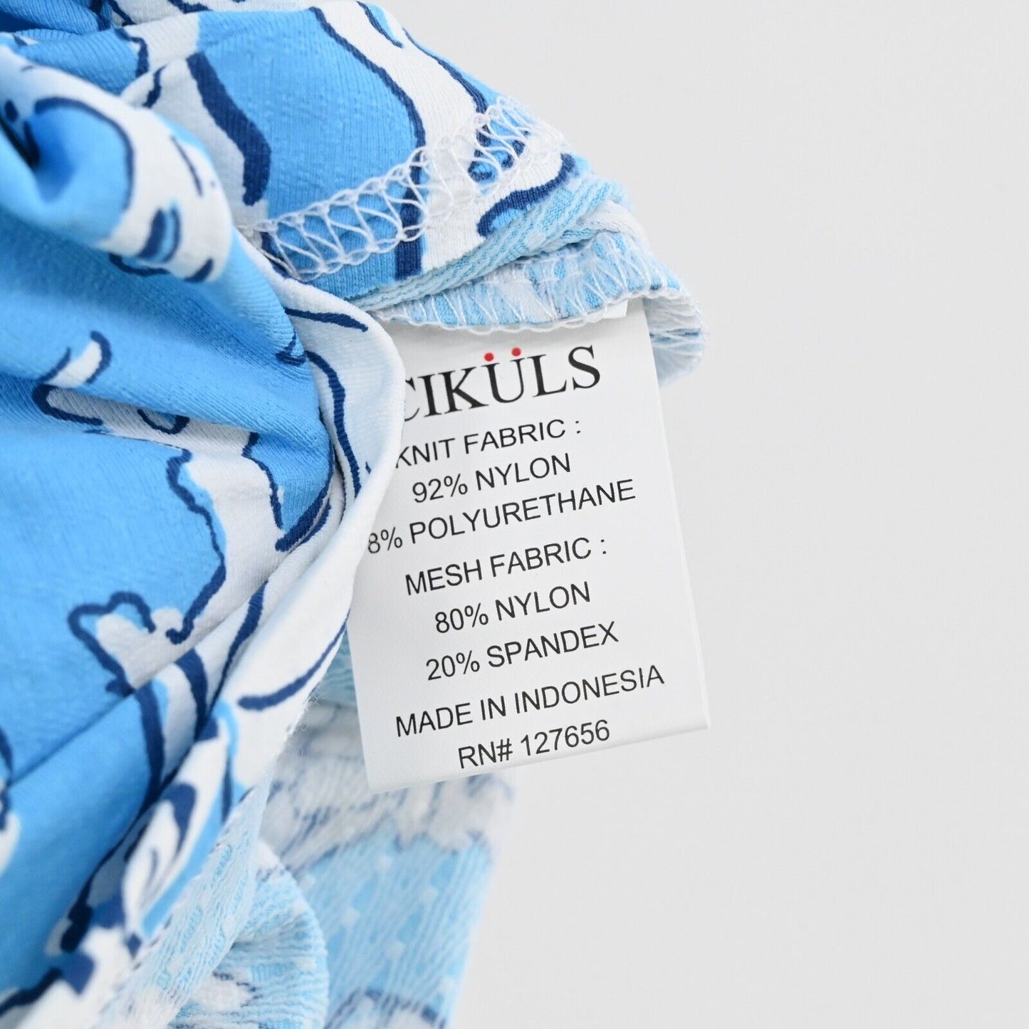 ICIKULS Top Womens Size M Blue Tropical Seashell Print Quarter Zip Long Sleeve