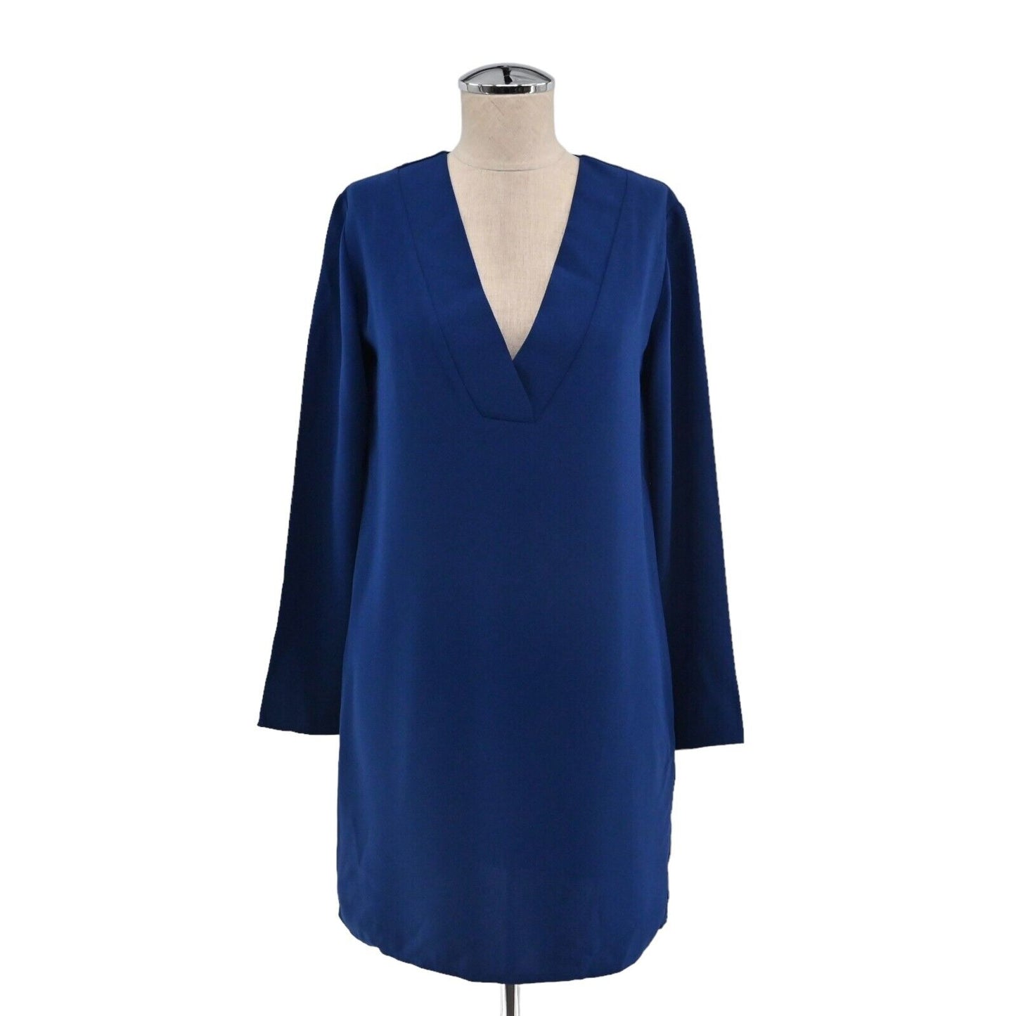 AMANDA UPRICHARD Dress Womens Sz XS Royal Blue Deep Vneck Long Sleeve Shift USA