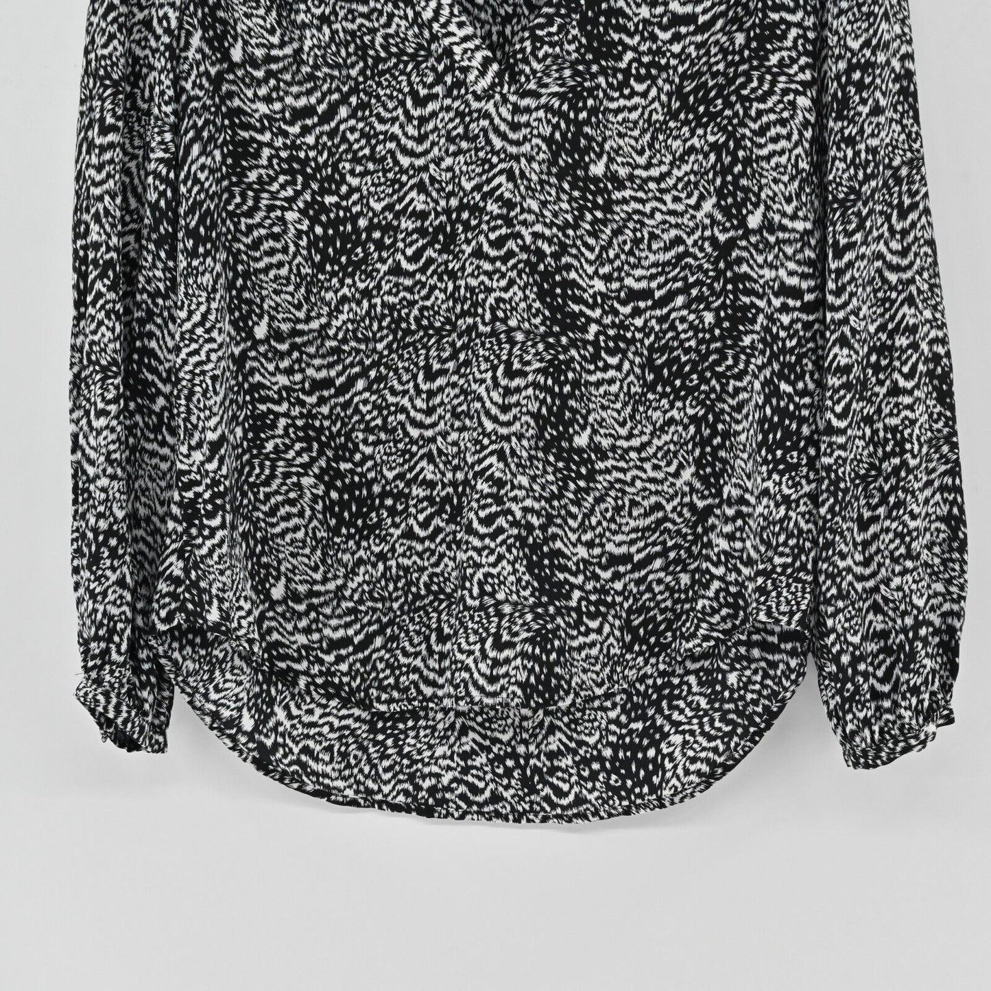JOIE Top Womens Sz S Padma Silk Brushstroke Animal Print Long Sleeve Black White