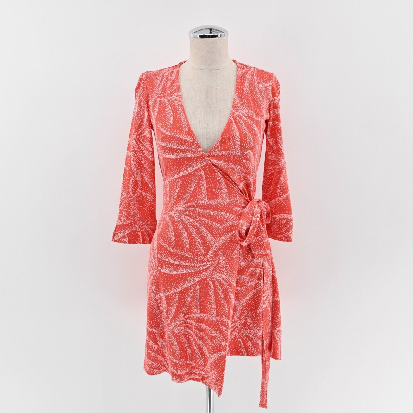 DIANE VON FURSTENBERG Dress Sz 0 Silk Vintage Printed Wrap Lightweight Mini DVF