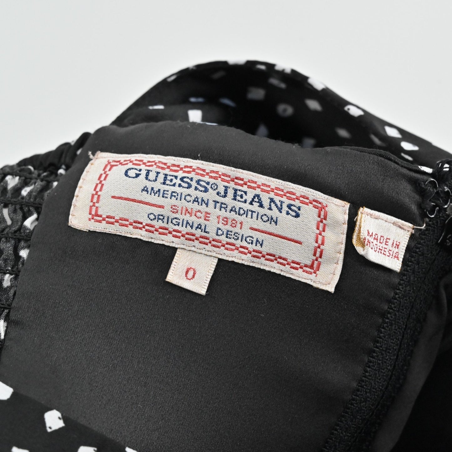 Vtg Y2k Guess Pin Up Dress Size 0 Rockabilly Polka Dot Retro Black White Ruched