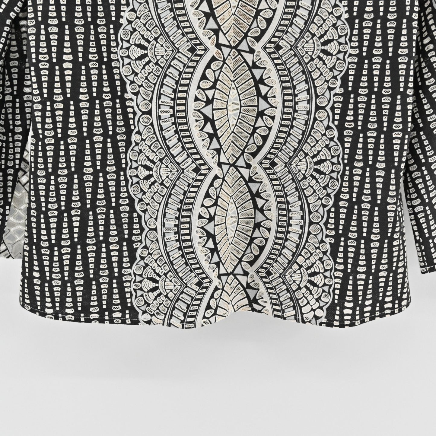 BCBGMaxAzria Womens Kyndal Top Size XS Black Beige Print Long Sleeve Blouse