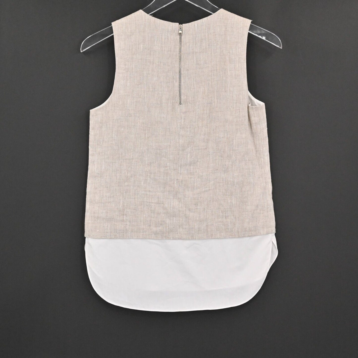 CHARLOTTE BRODY Top Womens Sz XS Tan Sleeveless Blouse Chic Boho Round Neck Zip