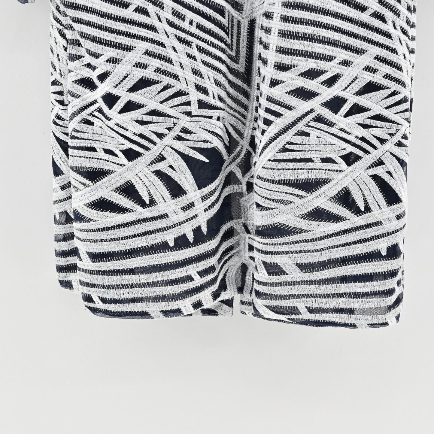 Chicos Womens Travelers Open Front Jacket Size S Navy Silver Embroidered Print