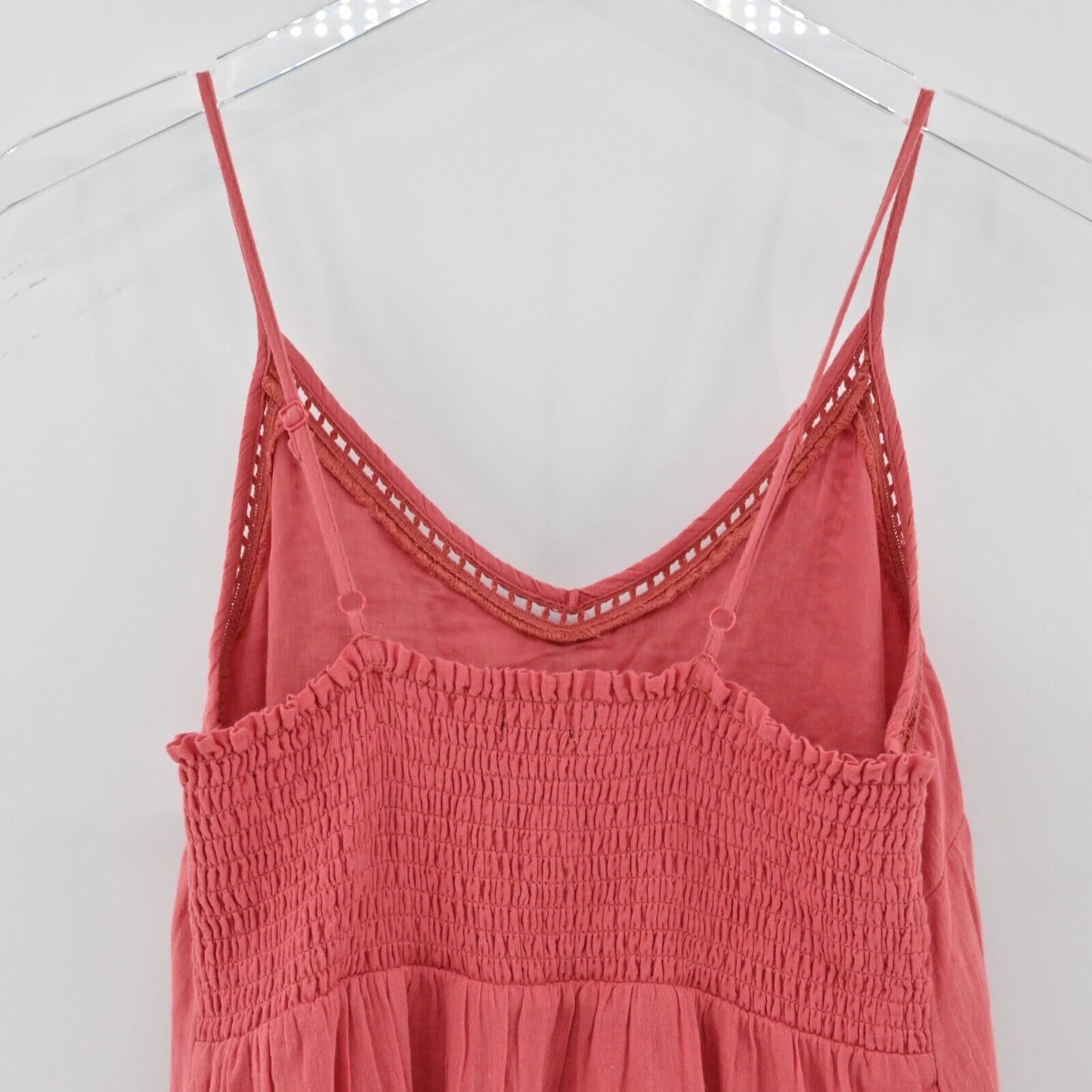 HOUSE OF HARLOW Dress Womens Size XS Coral Embroidered Eyelet Ruffle Tank Cotton