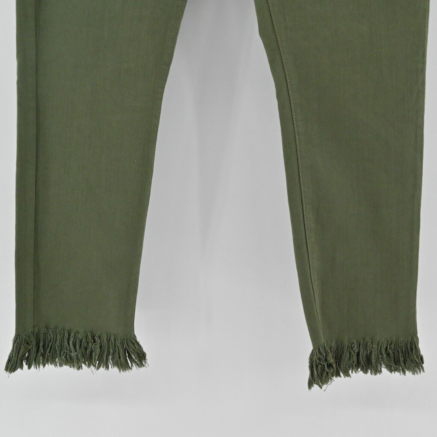 JUST BLACK DENIM Jeans Womens Sz 30 Green Crop Ankle Army Fringe Made in USA NEW