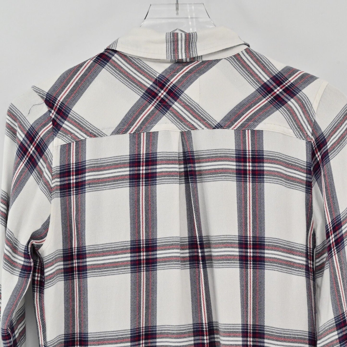 RAILS Top Womens Sz XS Hunter Button Down Plaid White Scarlet Long Sleeve Blouse