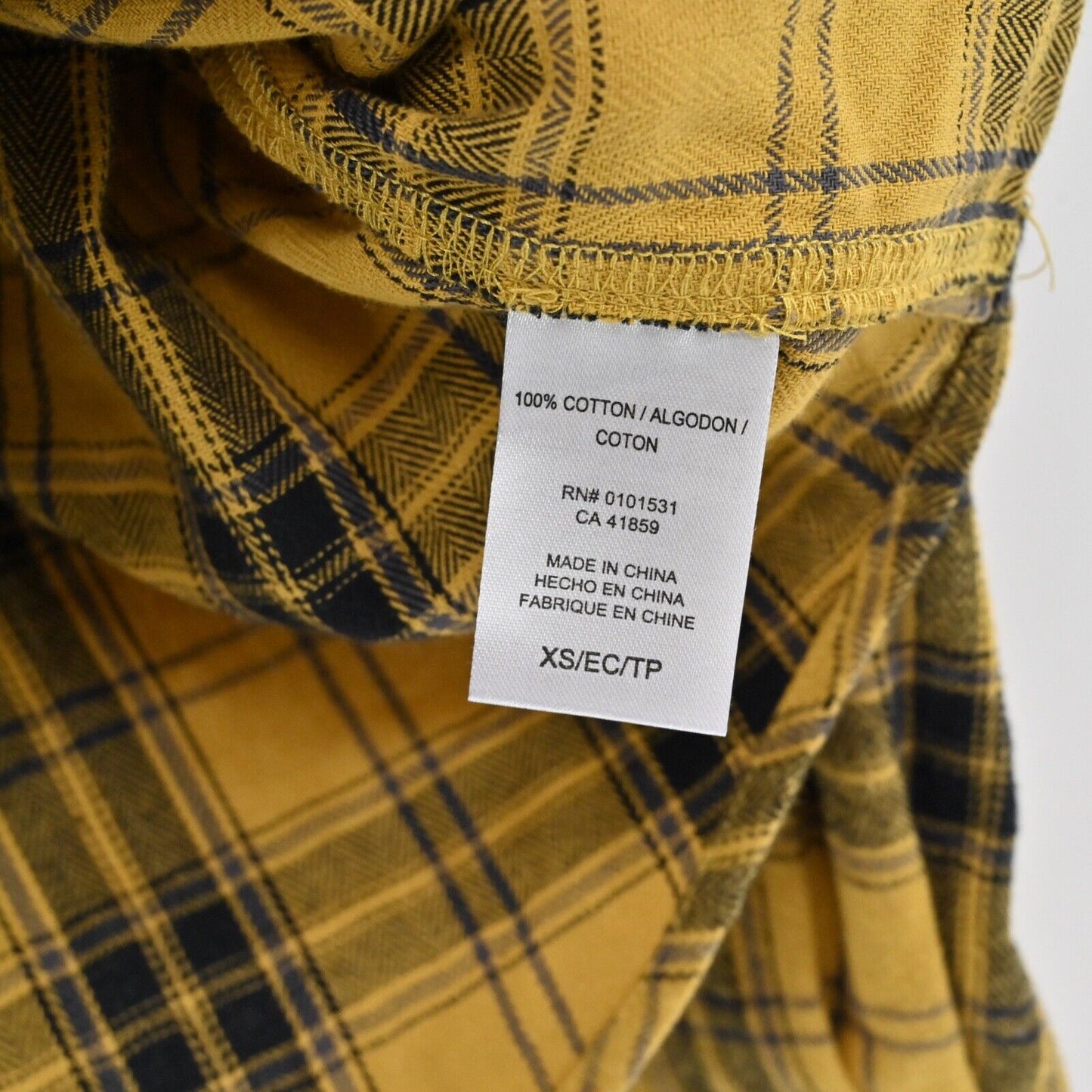 DISNEY Top Womens Size XS Yellow Plaid Mickey Mouse Graphic 100% Cotton Flannel