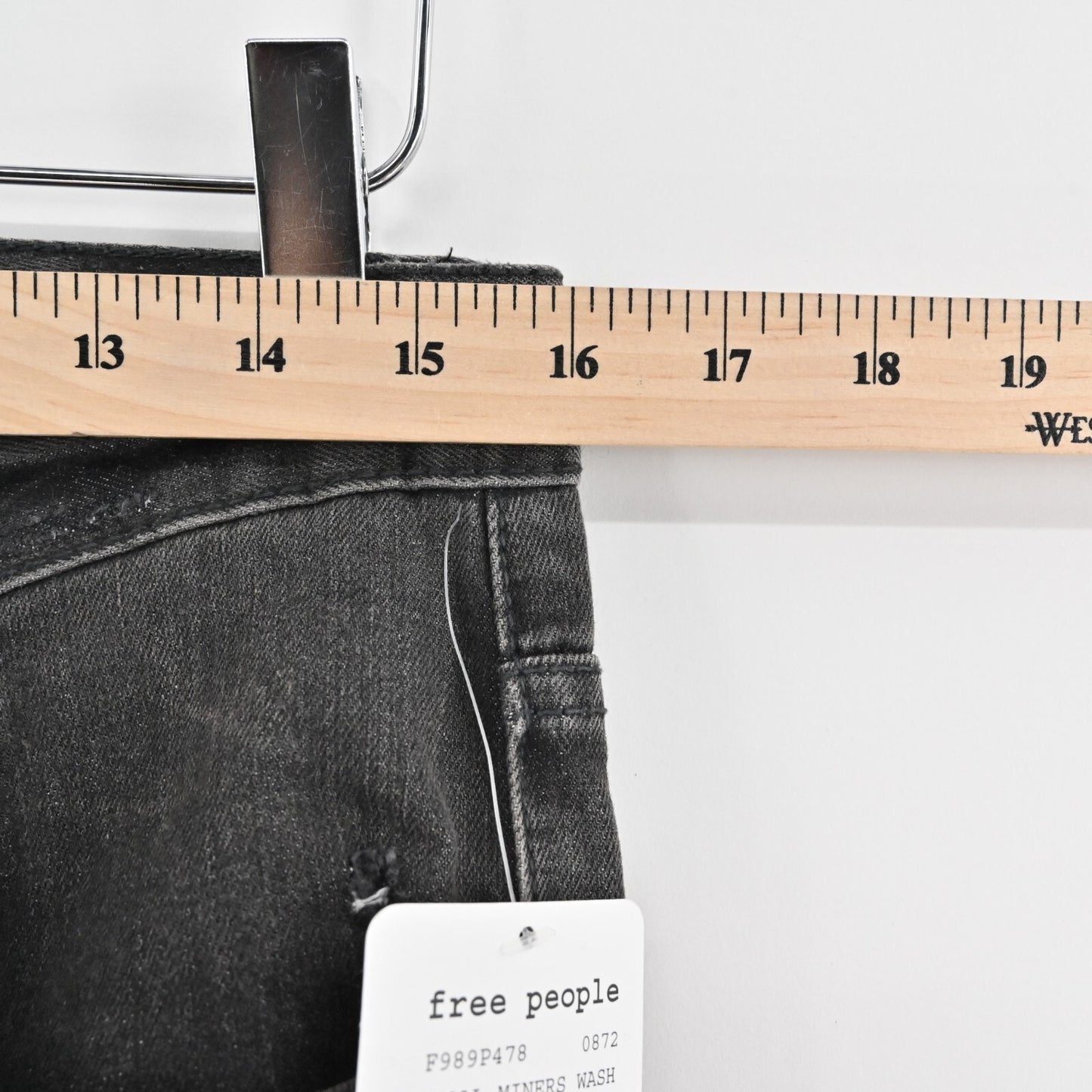 FREE PEOPLE Jeans Womens Sz 28 Coal Miners Washed Black Distressed Boho Festival