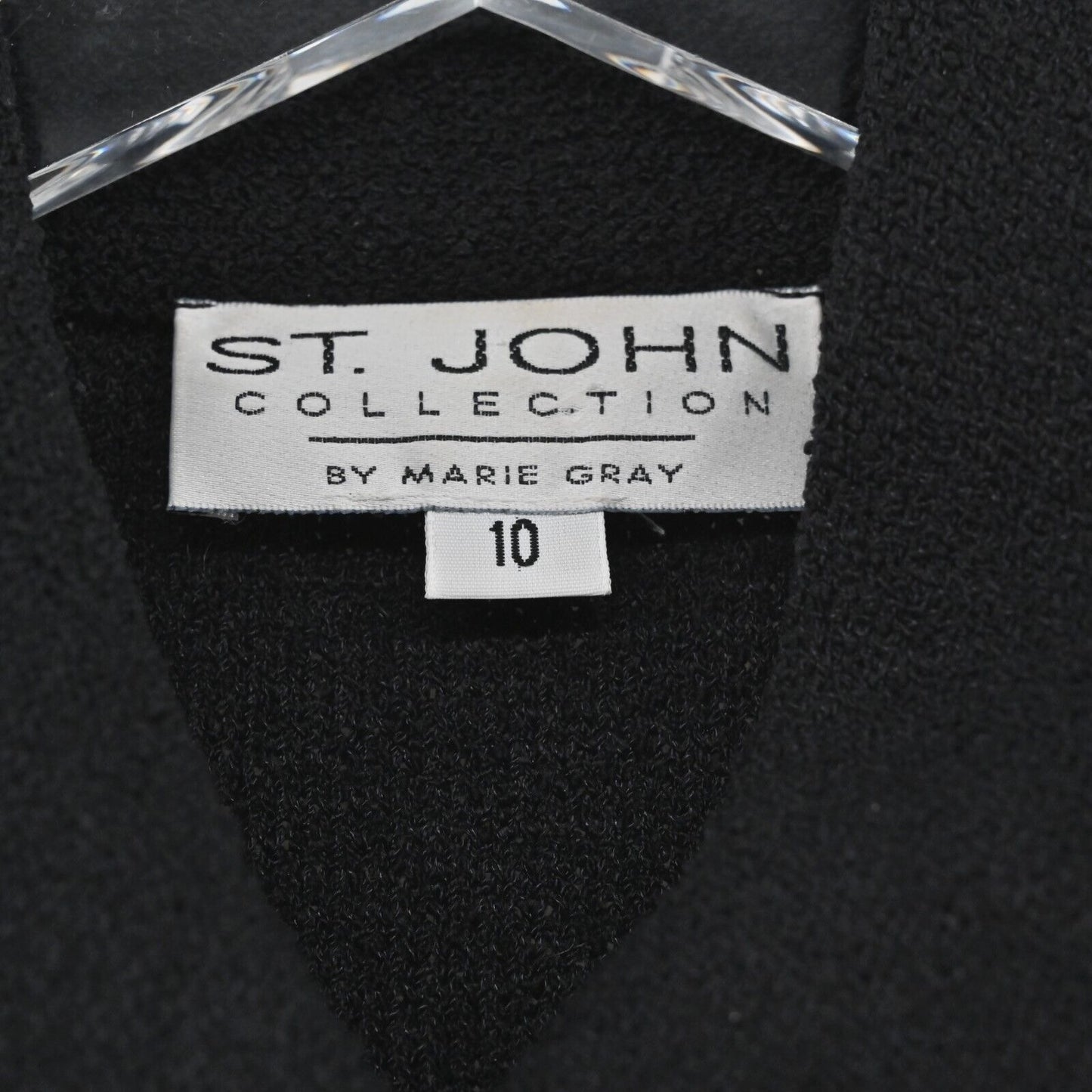 ST JOHN Jacket Womens Sz 10 Collection Santana Knit Black Gold Buttons Dog Show