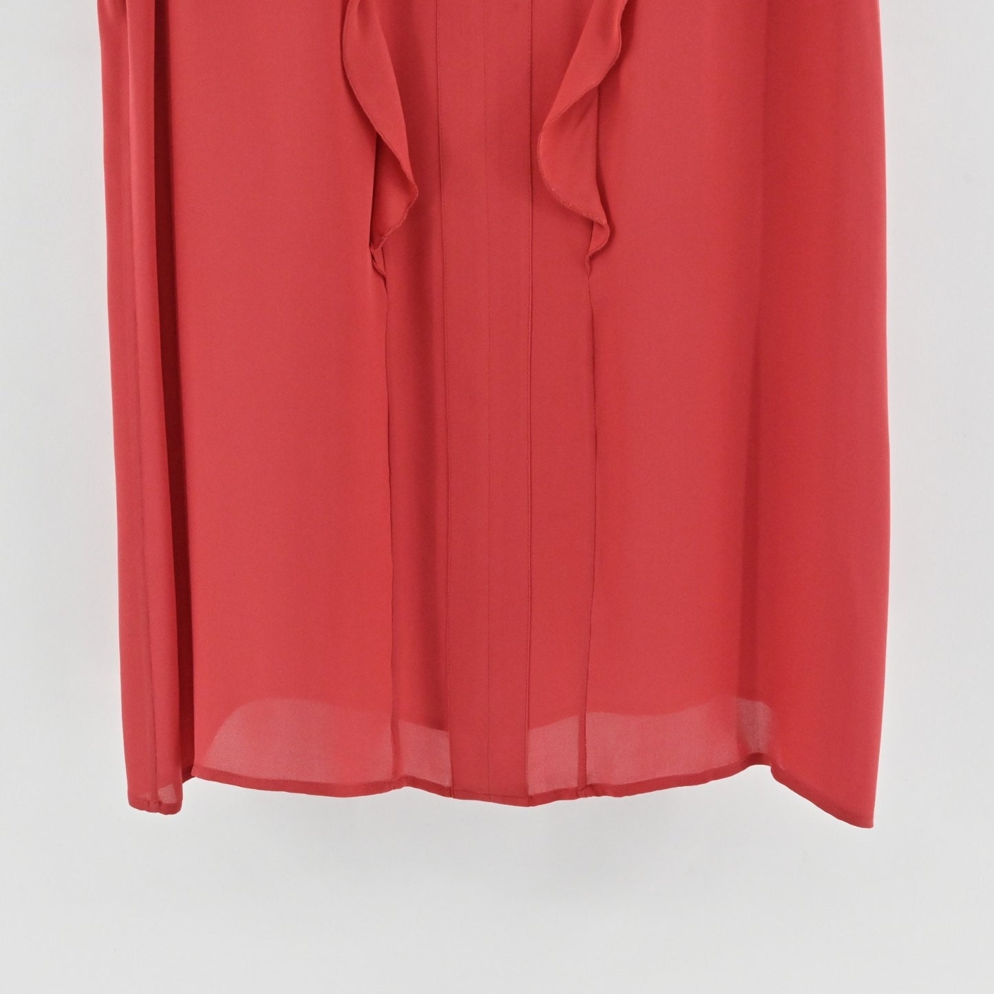 ETRO Womens Red Chiffon Ruffle VNeck Top Size 46 Casual Preppy Blouse Italy