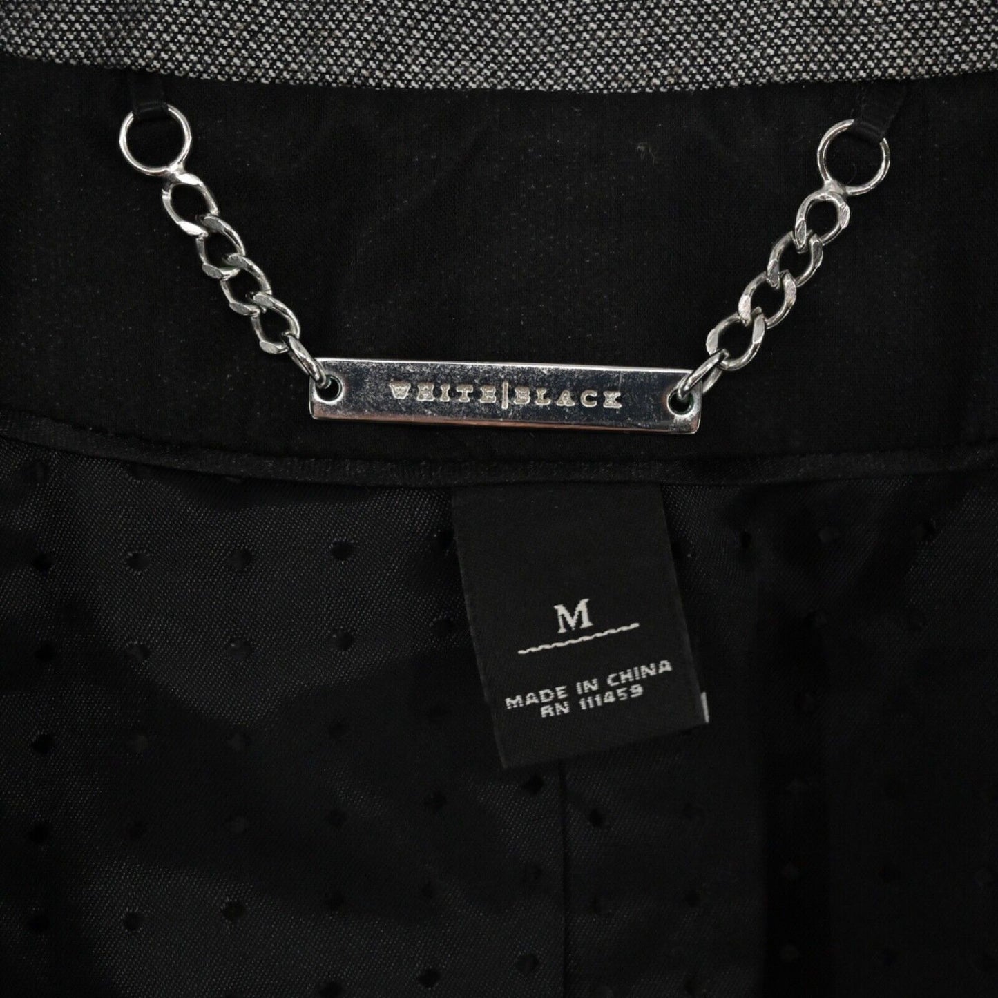 WHBM Blazer Womens Sz M Gray Black Ruffle Front Flip Cuff Retro Office Career