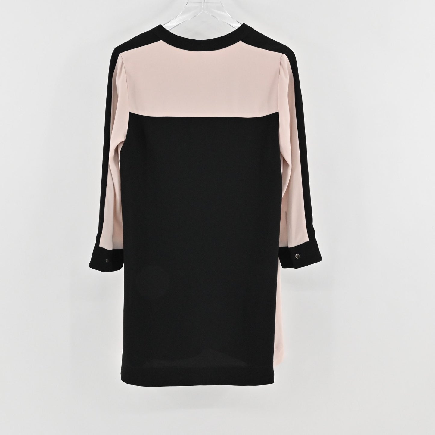 BCBGMaxazria Color Block Shift Dress Size XS Black Blush Pink Office Capsule