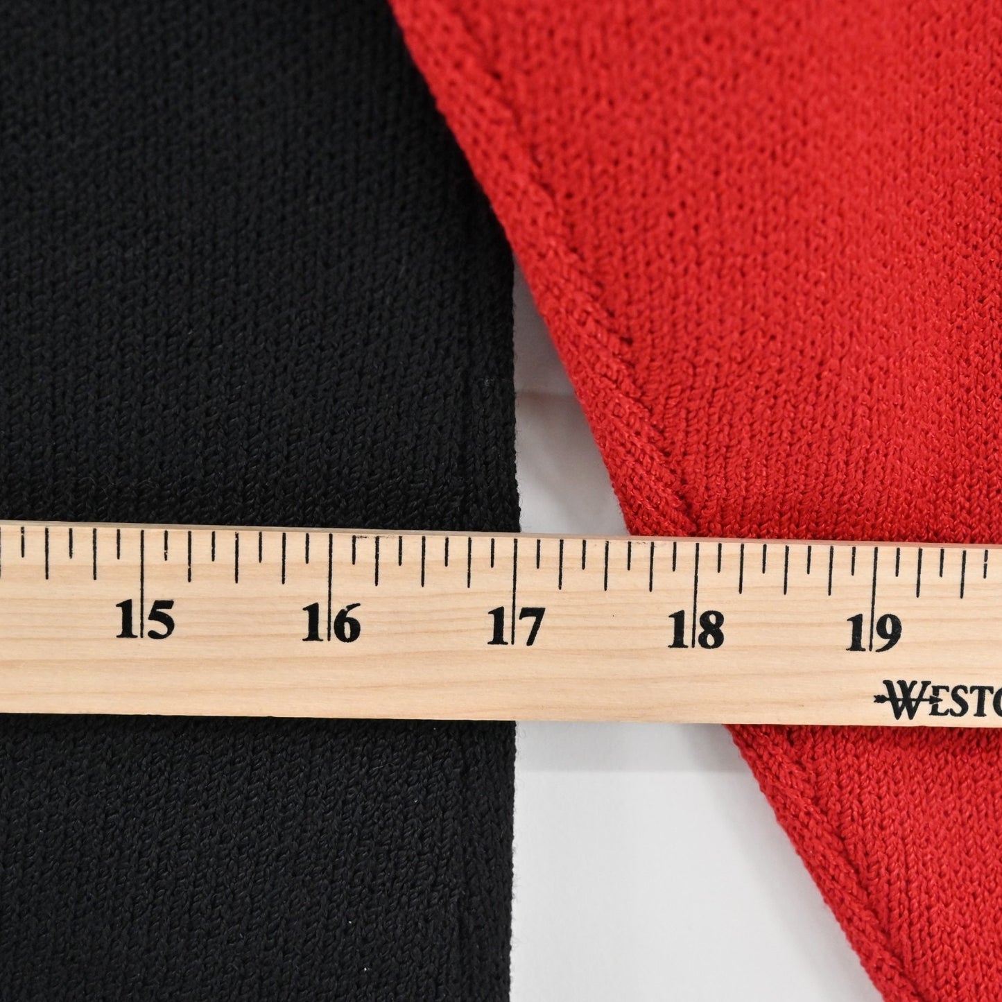 Vtg 80s ST JOHN Dress Size 8 Santana Knit Colorblock Red Black Mock Neck Shift