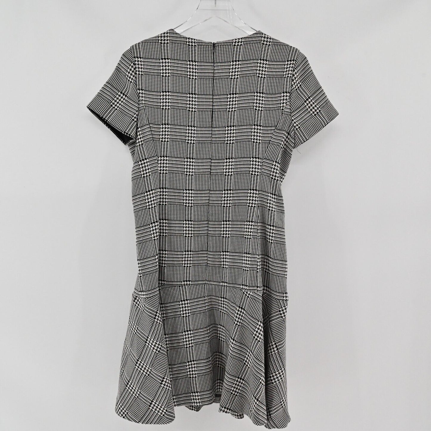 BETSEY JOHNSON Dress Womens Sz 6 Houndstooth Print Floral Embroidered Fit Flare