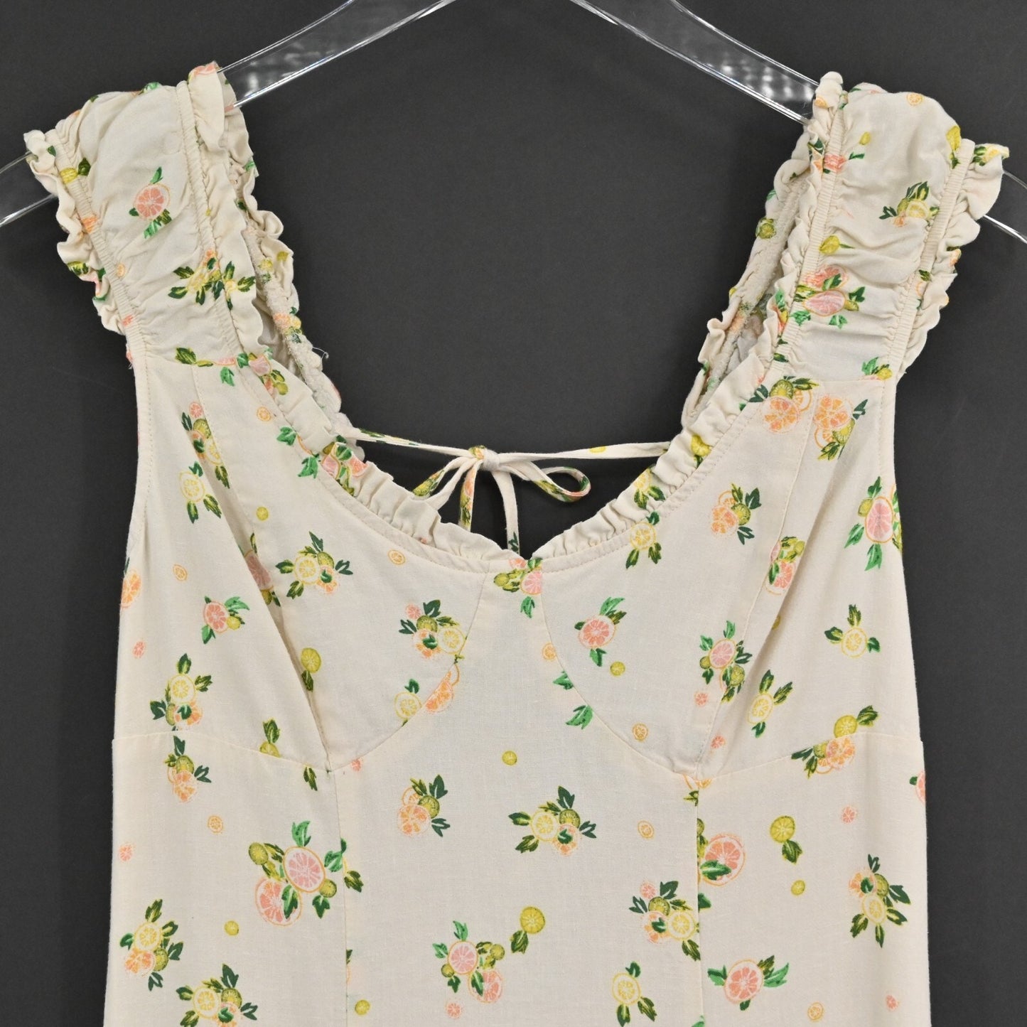 FREE PEOPLE Dress Size XS Like A Lady Citrus Printed Linen Blend Sleeveless Mini